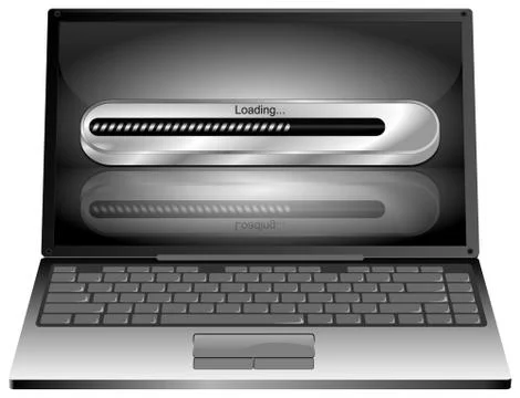 Laptop computer with Loading bar - 3D illustration 库存插图