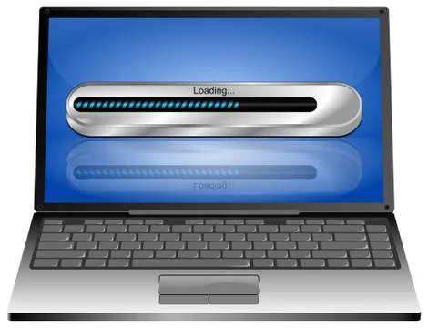 Laptop computer with Loading bar - 3D illustration Illustrazione stock