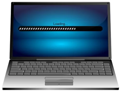 Laptop computer with Loading bar - 3D illustration 库存插图