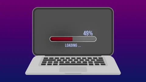 Laptop computer with loading bar screen Stock Footage 228027997