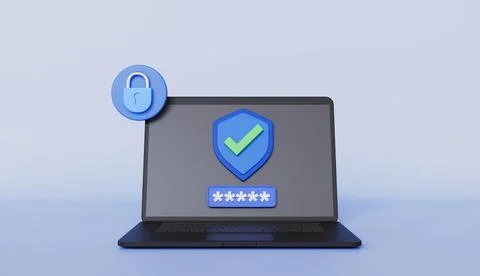 Laptop computer lock cannot be used without a password 스톡 일러스트