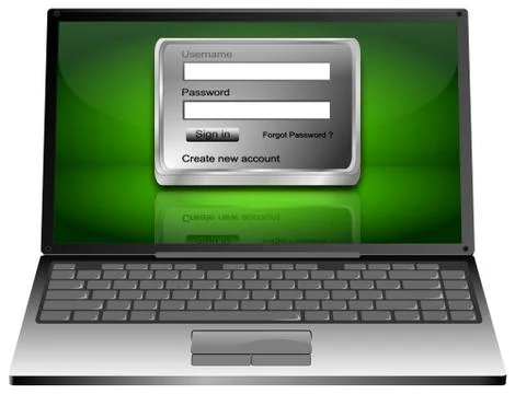 Laptop Computer with Login Screen - 3D illustration Illustrazione stock