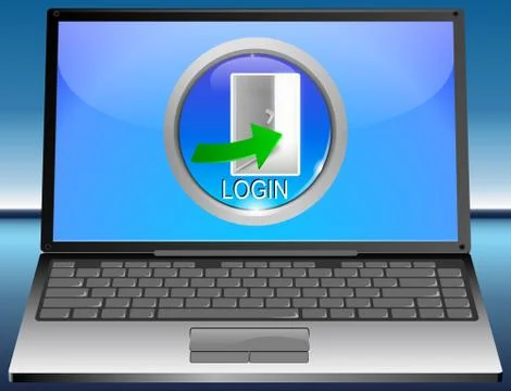 Laptop Computer with Login Screen - 3D illustration Stock Illustration