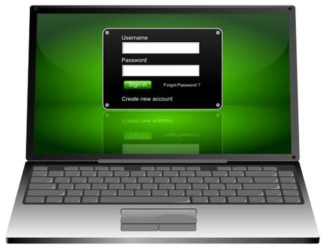 Laptop Computer with Login screen 스톡 일러스트