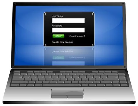 Laptop Computer with Login screen Stock Illustration