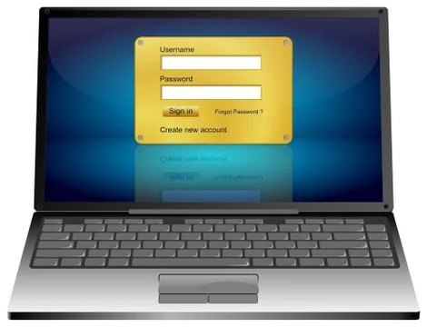 Laptop Computer with Login screen イラスト素材