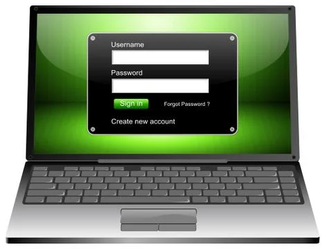 Laptop Computer with Login screen Stock Photos