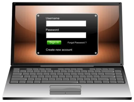 Laptop Computer with Login screen Stock Photos