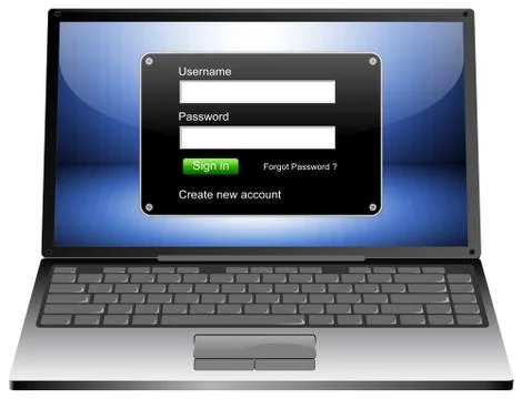 Laptop Computer with Login screen Stock Photos