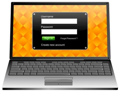 Laptop Computer with Login screen Stock Photos