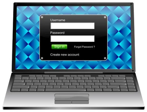 Laptop Computer with Login screen Stock Photos
