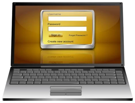Laptop Computer with Login screen Stock Photos