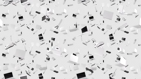Laptop computer loop tile Falling with alpha channel. This is a looping and Stock Footage 304317145