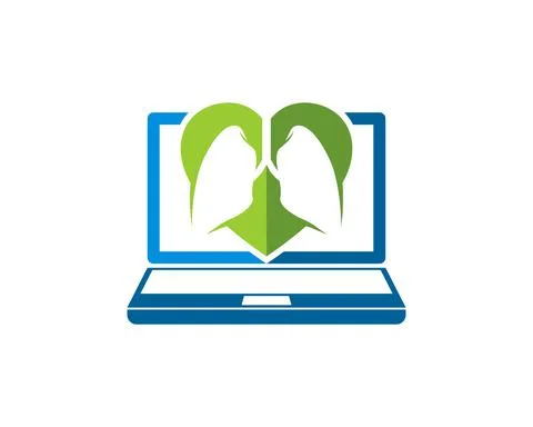 Laptop computer with love shape and lungs inside Stockillustratie
