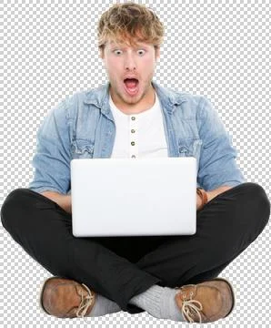Laptop computer man shocked Stock Photos