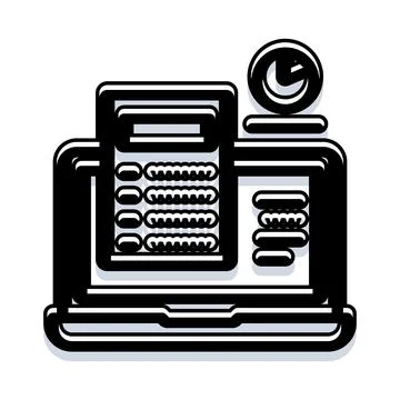 Laptop computer managing checklist tasks and time schedule Stockillustratie