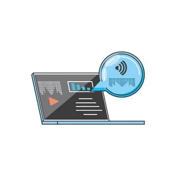 Laptop computer with media player and wifi connection Stock Illustration