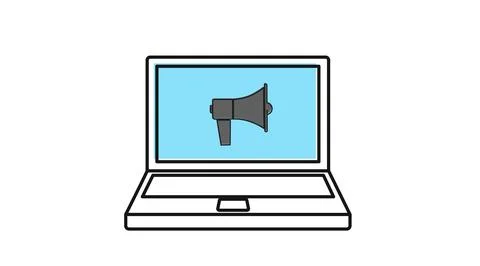 Laptop computer with megaphone loudspeaker Stock Illustration