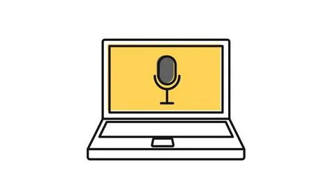 Laptop computer with microphone symbol Stock Illustration