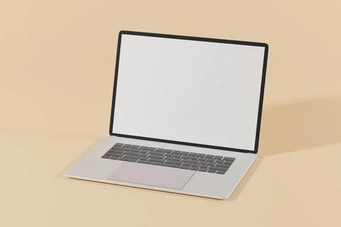 Laptop computer mockup in 3d rendering illustration with screeen for placing  Stock Illustration