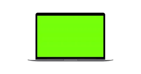 Laptop computer mockup with blank green screen, front view Stock Footage 136412237