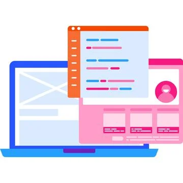 Laptop computer mockup vector flat icon isolated Illustrazione stock