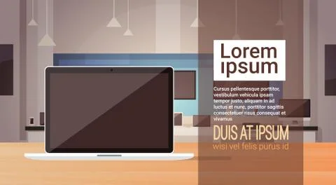 Laptop Computer Modern Electronics Store Shop Interior Banner with Copy Space Stock Illustration
