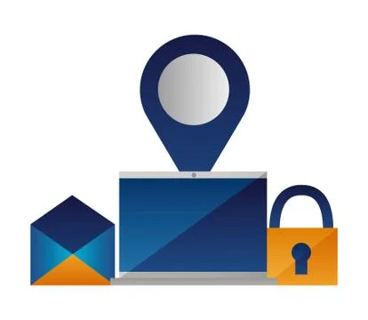 Laptop computer navigation pointer email security Stockillustratie