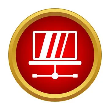 Laptop computer network connection icon in red circle Stock Illustration