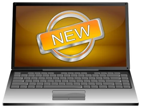 Laptop computer with New Button - 3D illustration Illustrazione stock