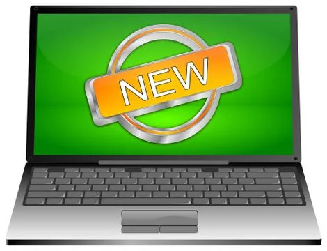 Laptop computer with New Button Stock Illustration