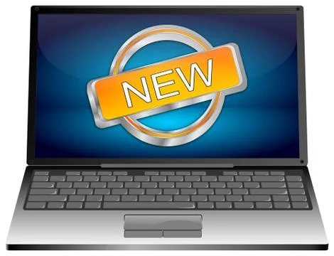 Laptop computer with New Button Stock Illustration