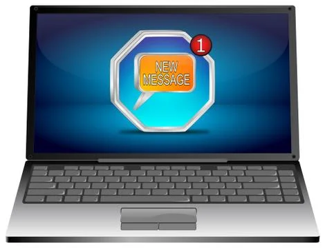 Laptop computer with new Message Button Stock Illustration