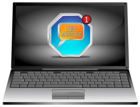 Laptop computer with new Message Button Stock Illustration