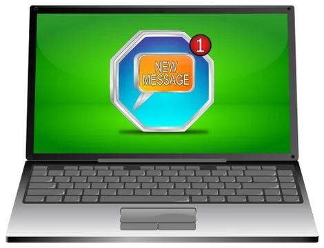 Laptop computer with new Message Button Stock Illustration