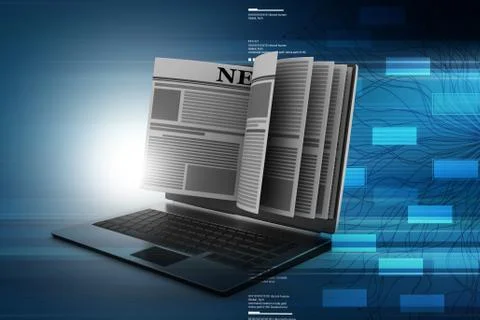Laptop computer with news Stock Illustration