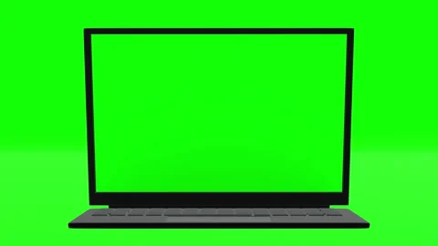 Laptop computer notebook open and show green screen Видео 252787765