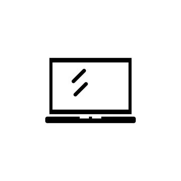 Laptop Computer, Notebook or Netbook Solid Flat Vector Icon Isolated on White 库存插图