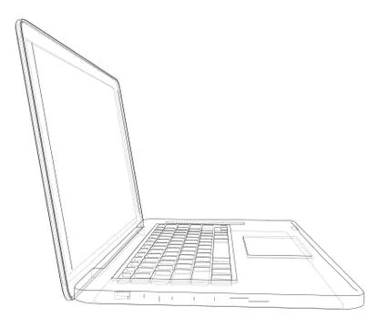 Laptop computer notebook outline vector Stock Illustration