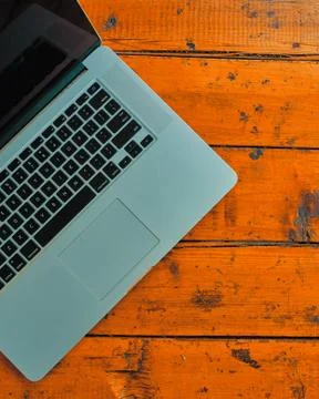 Laptop computer on office table background. Foto stock