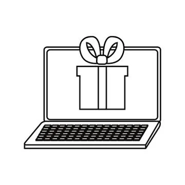 Laptop computer online shopping gift Stock-Illustration