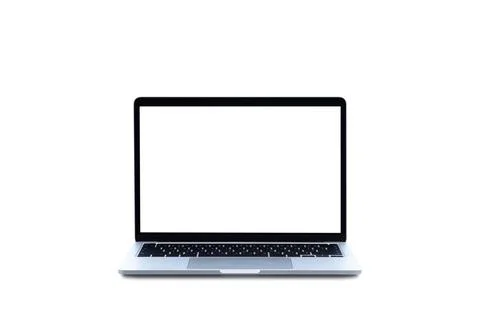 Laptop computer or notebook with blank screen isolated on white background. Stock Photos