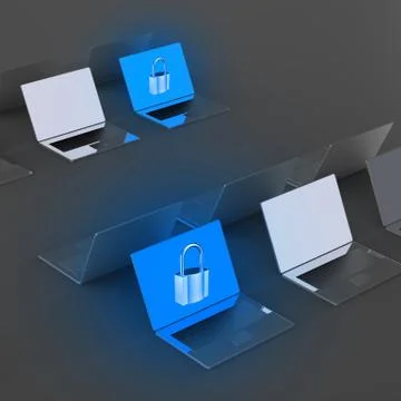 Laptop computer with padlock as internet security online business concept Stock Illustration