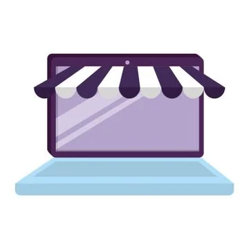 Laptop computer with parasol Illustrazione stock