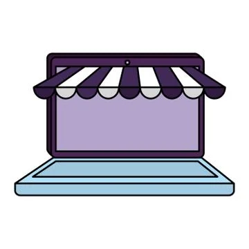 Laptop computer with parasol Illustrazione stock