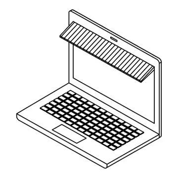 Laptop computer with parasol isometric Stock Illustration