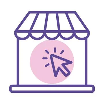 Laptop computer with parasol line style icon Illustrazione stock