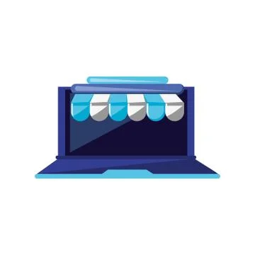 Laptop computer with parasol store Illustrazione stock