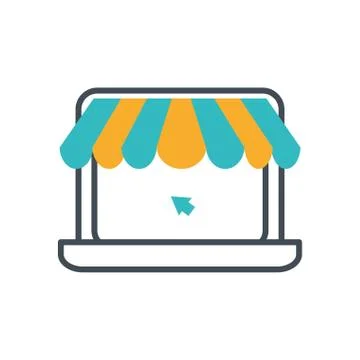 Laptop computer with parasol store Stock Illustration