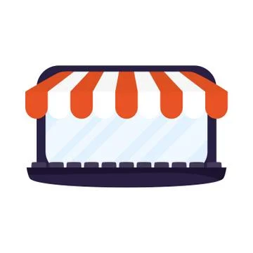 Laptop computer with parasol store Illustrazione stock